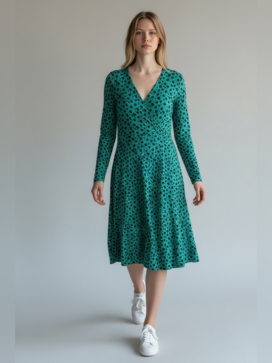 Dresses & Skirts - Boden Green Floral Jersey Faux Wrap Dress Size UK 12 US 8
